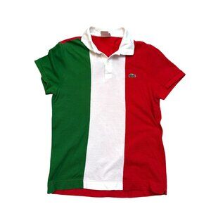 Lacoste Men's Polo Shirt Sz 2/US XS Italy Flag Logo Green Red White Vintage RARE